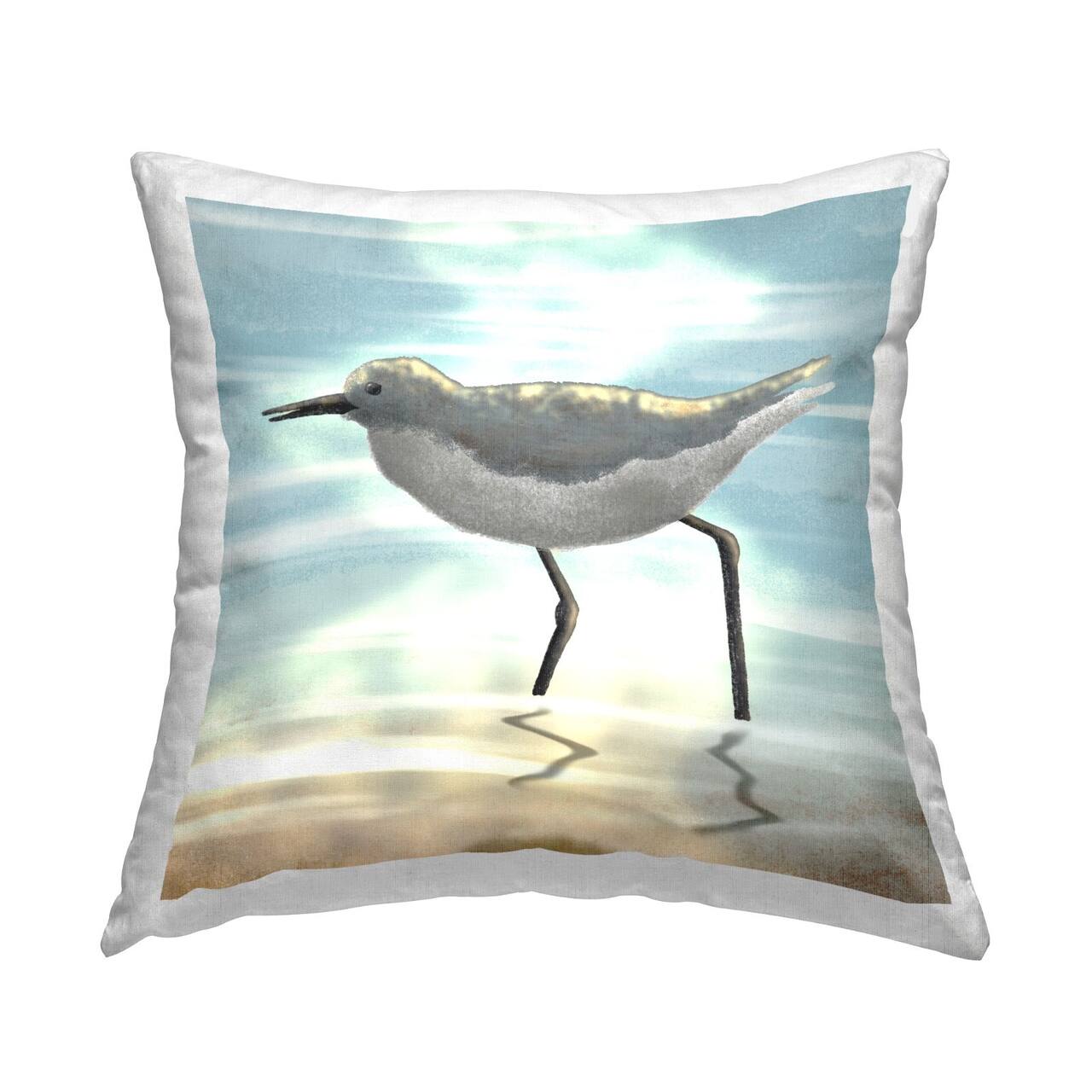 Stupell Industries Sandpiper Bird Along Shallow Beach Shoreline Throw Pillow, 18" x 18"